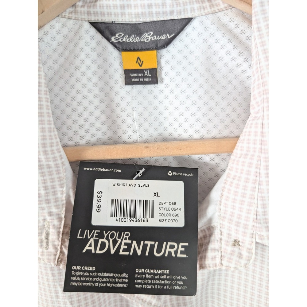Eddie Bauer Womens XL Sleeveless Hiking‎ Shirt White Performance Gorpcore NWT - Picture 8 of 9